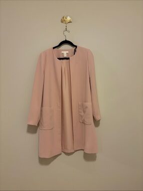 H&M Blush Pink Open-Front Longline Blazer